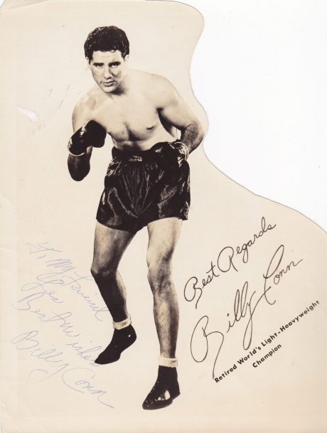 BILLY CONN INSCRIBED TO LES SIGNATURE 1