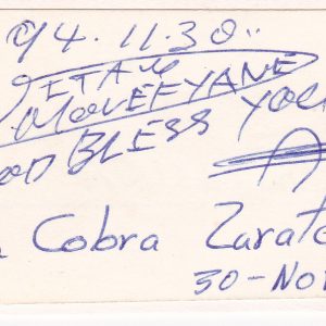 Ditau Molefiyani And La Cobra Zarate Signed Cut Signature