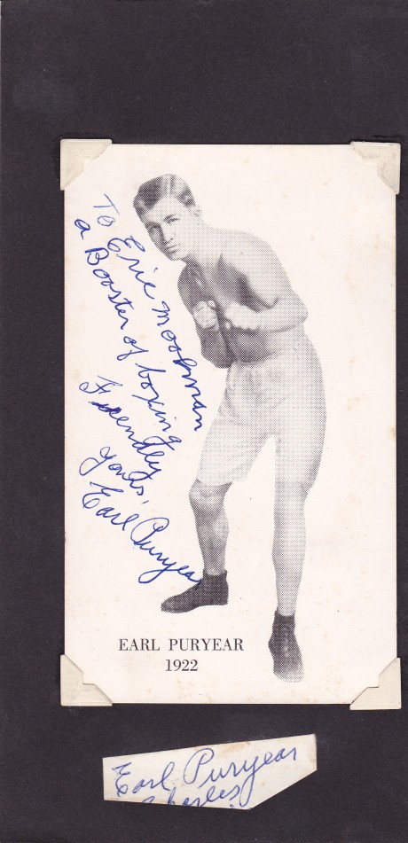 EARL PURYEAR CUT SIGNATURE AND INSCRIBED SINATURE