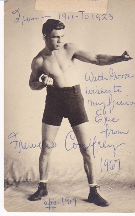FRANKIE CONIFREY BOXED 1912-1923 INSCRIBED SIGNATURE ON POSTCARD