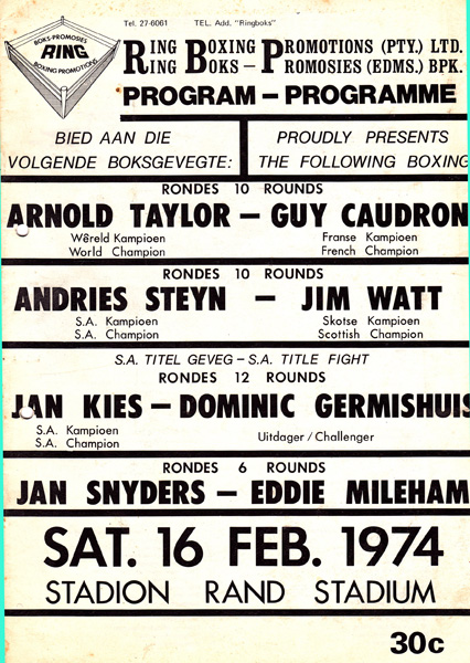 ANDRIES STEYN VS JIM WATT 16-2-1974