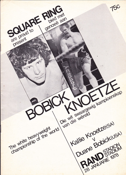 DUANE BOBICK VS KALLIE KNOETZE 28-1-1975
