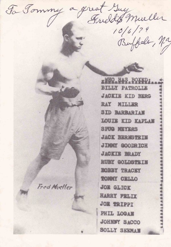 Freddie Mueller Vintage Inscribed Autograph 1920-1930 Beat World Champion Jimmy Goodrich