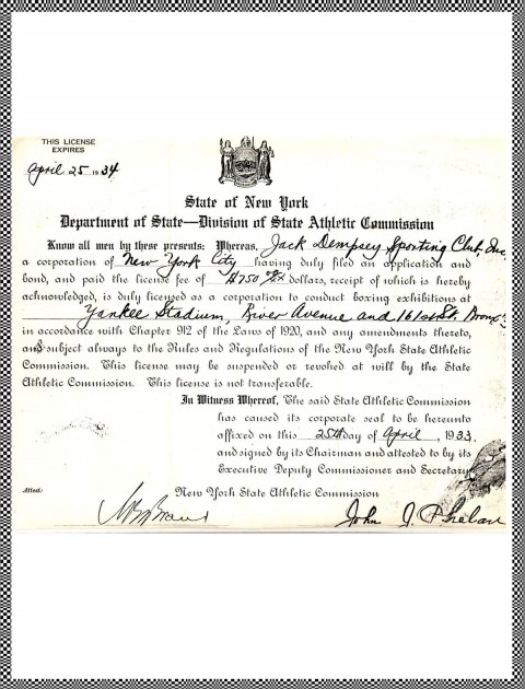 Jack Dempsey Promoters license - African Ring