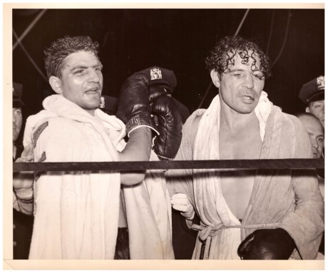 Max Baer vs Lou Nova (left) 1930 wire photo