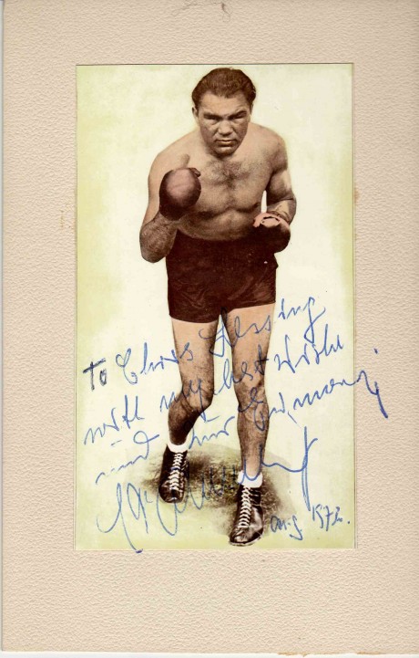 Max Schmeling inscribed to Chris Lessing