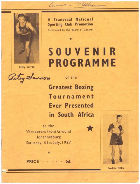 Petey Sarron 10 round bout with Freddie Miller in SA - African Ring