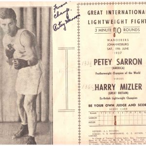 Petey Sarron Vs Harry Mizler autograph in program - African Ring