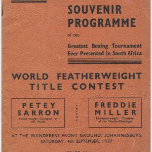 Petey Sarron vs Freddie Miller Official Program - African Ring