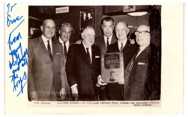 Post Card Pete Shaprio, K.O.Phil Kaplan, Al Buck,Jack Dempsey, Solly Seeman, Young McGowan - African Ring