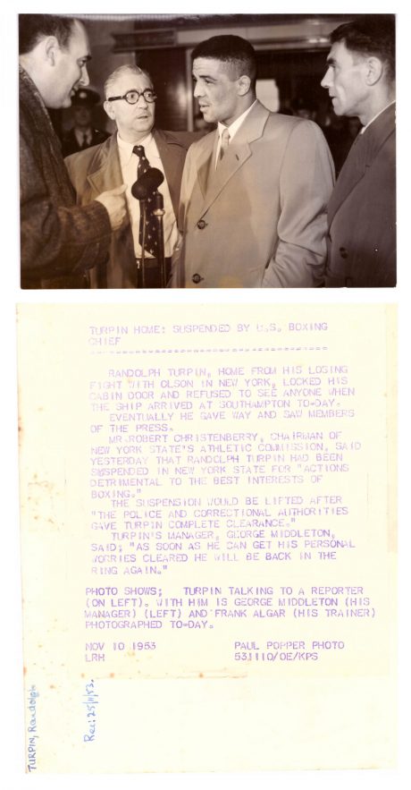 Randolph Turpin, George Hamilton and trainer Fran Algar
