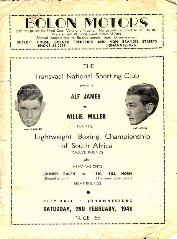 Alf James vs Willie Muller - African Ring