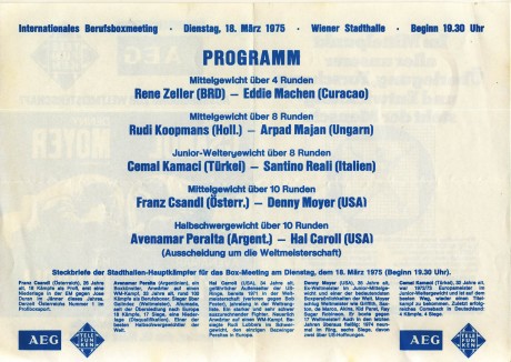 Franz Csandl vs Denny Moyer  under card 1975