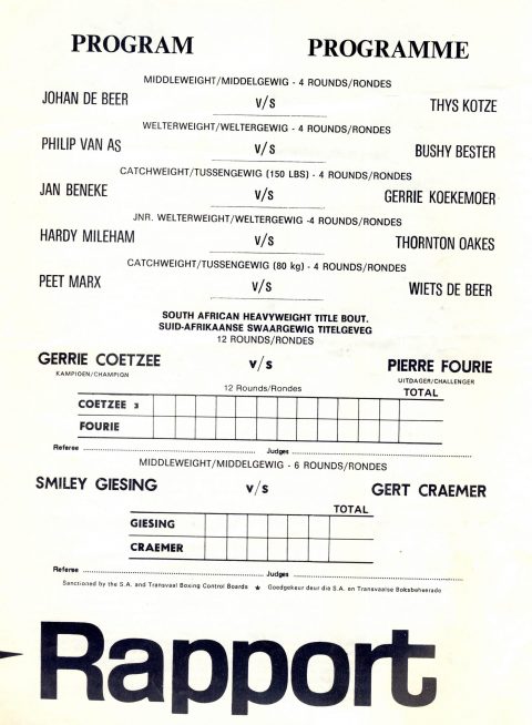 Pierre Fourie vs Gerrie Coetzee - African Ring