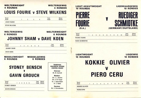 Pierre Fourie vs Rudi Schmidtke1974 under card