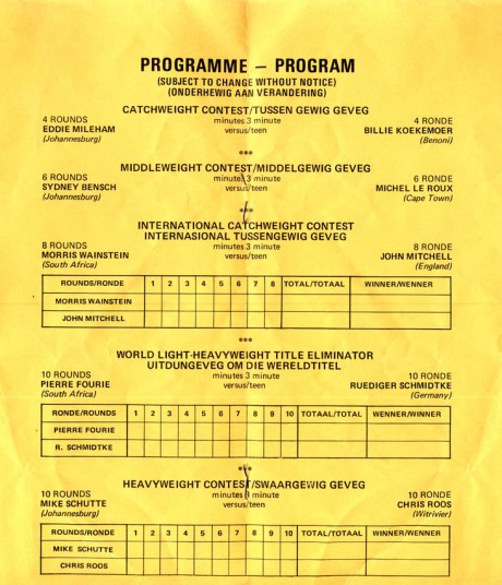 Pierre Fourie vs Rudy Schmidtke under card 1973