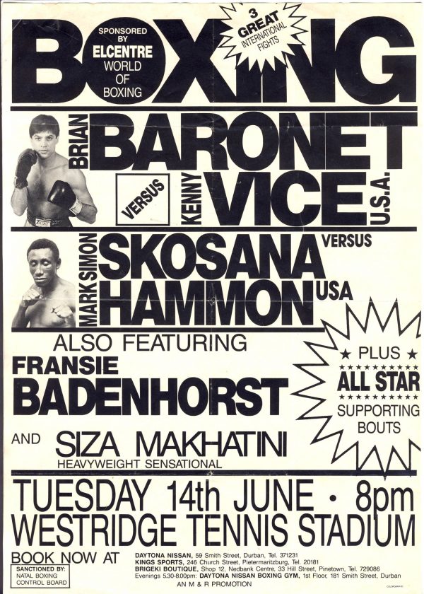 Brian Baronet vs Kenny Vice Flyer - African Ring