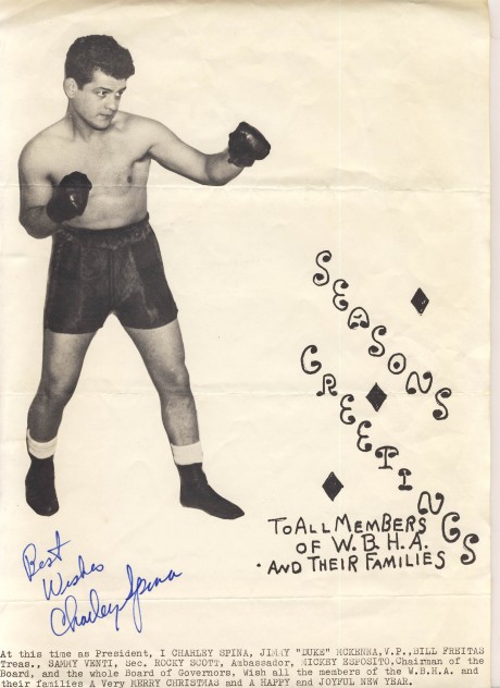 Charley Spina 1940-1946 unbeaten 15 fights respected judge