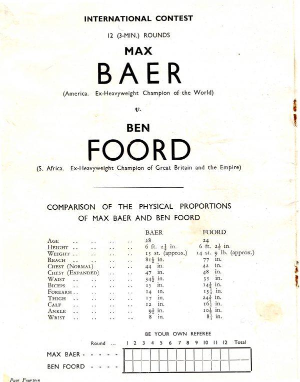 Max Baer vs Ben Foord - African Ring