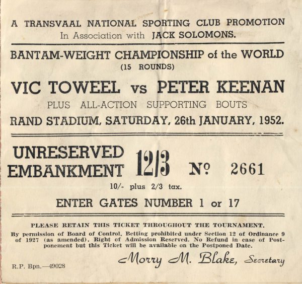 Vic Toweel vs Peter Keenan - African Ring