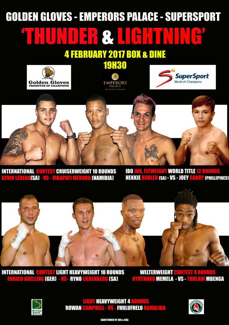 Golden Gloves, African Ring, Emperors Palace, Supersport Presents Thunder & Lightning